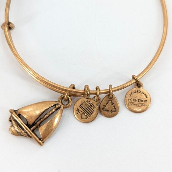 Alex & Ani Bronze Sailboat Charm Gold Stacking Bangle Bracelet - Picture 3 of 7
